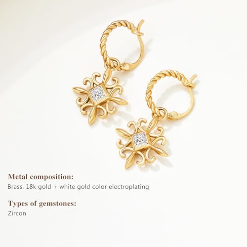 Cicy Bell 18k Gold Plated Dangle Earrings for Women Princess Cubic Zirconia Trendy Chunky Twist Drop Earrings4