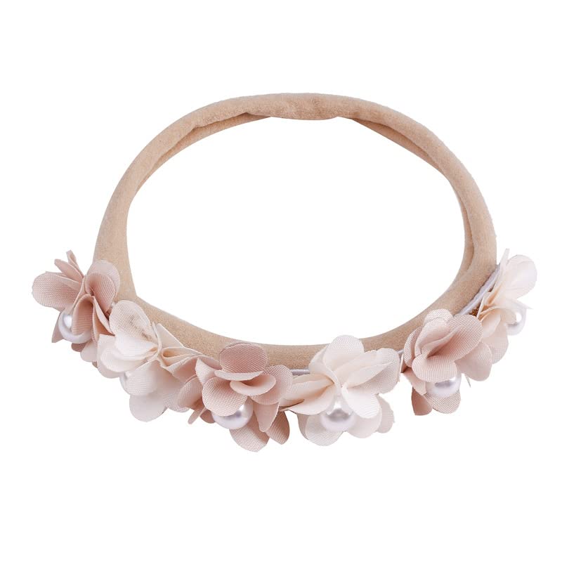 Miniatura 6 de Diademas elásticas con flores para bebé niña, bandas suaves para el pelo para recién nacidas, 3 unidades
