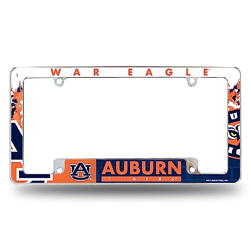 Rico Industries NCAA Auburn Tigers Primary 12" x 6" Chrome All Over Automotive License Plate Frame for Car/Truck/SUV
