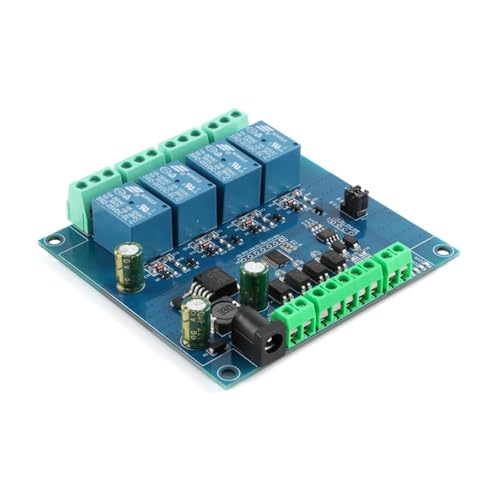 JESSINIE Modbus-Rtu 7-24V 4 Channel Relay Module Switch Modbus RTU Switch Input Output 5V RS485 TTL Communication Anti-Reverse Connection