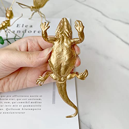 Tricune Gold Lizard Sculpture Solid Metal Ornament Mini Animal Figurine For Home Office Garden Desktop Decor (Lizard) #TOP3