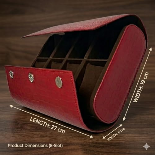 Image of essart 8-Slot Watch Roll Case - Luxury PU Leather Travel Organizer for Watches - Watch roll for Men, Women & Watch Collectors - Compact & Durable