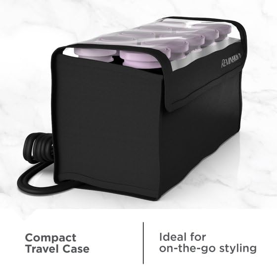 Remiington-Compact Ceramic Hot Hair Rollers - 1.25"" Travel Size Set with Anti-Static Technology, Ionic Infusion, in Sleek Black - 10 Piece Kit (Pack of 1)