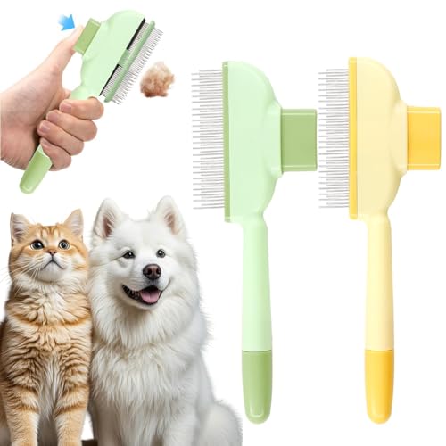 Pettine autopulente per gatti, pettine per gatti, dispositivo per la cura degli animali domestici, spazzola per gatti autopulente, pettine per pulci per gatti, pettine massaggiante con pulsante di