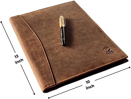 Handmade Top Grain Leather Business Portfolio By Rustic Town | Professional Organizer Men & Women | Durable Leather Padfolio With Sleeves For Documents And Notepad (Medium, Brown) #TOP2