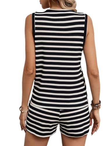 BARASA Women's 2 Piece Short Sets Knit Beach Vacation Matching Sets Travel Outfits Summer Lounge Sets D6424