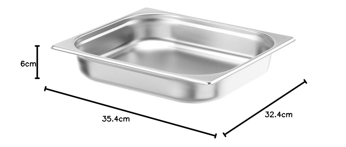 HENDI Contenitore Gastronorm GN 2/3, Budget Line, resistenza termica -40 °C a 250 °C, per forno e bagnomaria, 5,5L, 354x325x(H) 65mm, acciaio inox