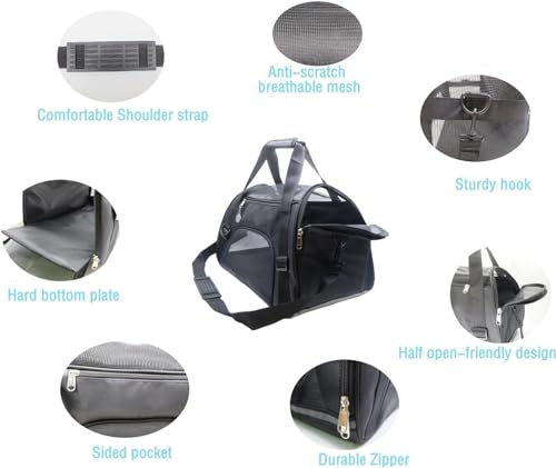 Image of ZaneSun Cat Carrier,Soft-Sided Pet Travel Carrier for Cats,Dogs Puppy Comfort Portable Foldable Pet Bag Airline Approved (Medium-Black)