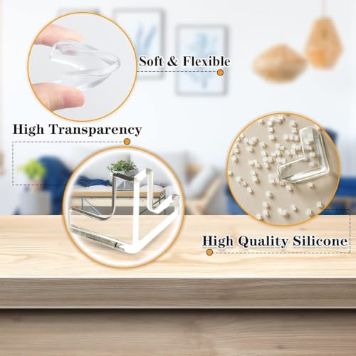 Image of Transparent Silicone Corner Protectors for Baby Proofing | Soft Edge and Corner Guards for Tables, Beds and Furniture | Child Safety Cushion Pads for Sharp Edges (Tranparent-12 Pcs, T-Shape)