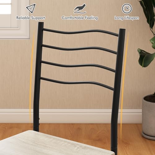 Casart GT-ZM15854BJ 5 Pcs Dining Table Set Counter Height Table And Chairs Set W/Steel Structure Dining Desk, 4 High Backrest Chairs & Anti-Slip Pads Dining Furniture Set For Kitchen And Restaurant thumb #4