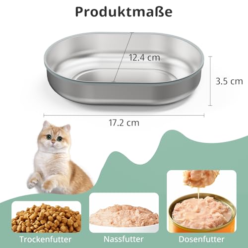 Edelstahlschalen für automatischen Mikrochip-Futterautomat für Haustiere – Dichtungsring-Design zur Frischehaltung und Geruchsreduzierung, leicht zu reinigen, 2er-Set