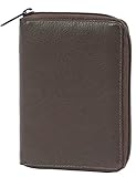 Texan Bull Genuine Leather Zippered Credit Card Wallet Organizer for Womens (Brown)