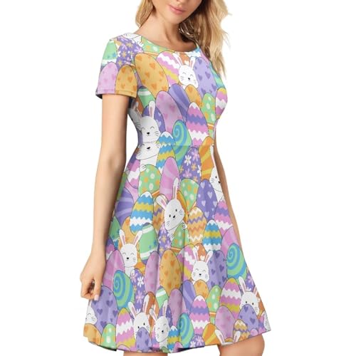 Image of Biyejit Women's Summer Casual Short Sleeve T-Shirt Swing Dress Crew Neck Plus Size S-4XL