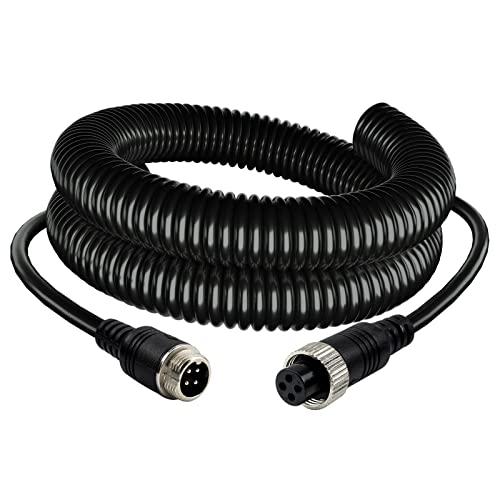Image of 4 Pin Camera Cable with Corrugation Tube Cover, Car 4Pin Aviation Video Extension CableCCTV Rearview Camera Truck Trailer Camper Bus Motorhome Vehicle Backup Monitor System 16.5Ft /5M