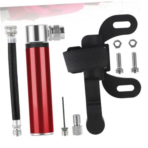 Bomba de bicicleta portátil de aleación mini inflador manual rojo 2