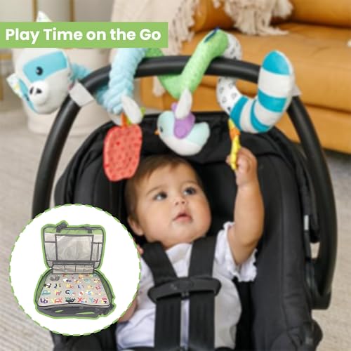 Image of Kids Travel Tray - Essential 3 in 1 Convenient Convertible Car Seat Travel Tray for Kids - Organizer (Gray & Lime Green)