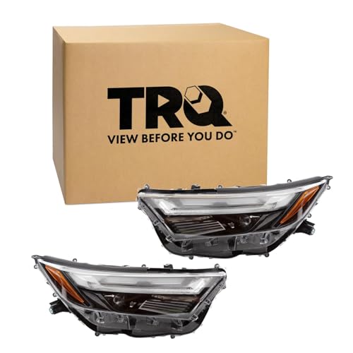 Image of TRQ 2 Piece Headlight Assembly Set LED Driver & Passenger Side Compatible with 2022-2024 Toyota RAV4 With Projector Headlights TO2502314 TO2503314