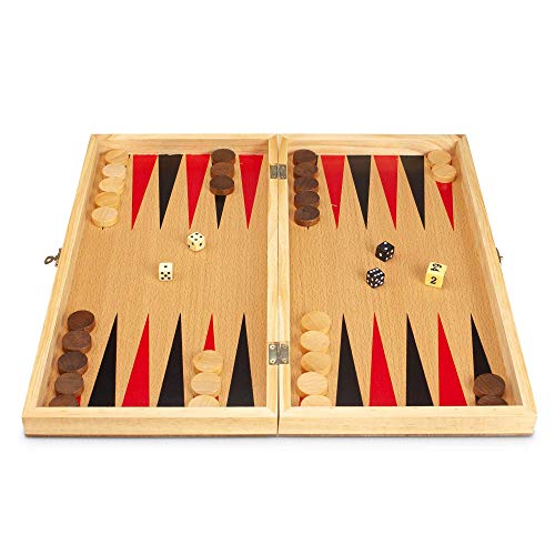 Sterling Games 3 In 1 Chess Checkers Backgammon Game Set With 15In Wooden Folding Board For Storage #TOP3