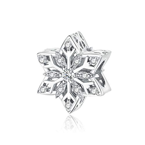 Breloque flocon de neige bleu en argent 925, pendentif princesse pour personnaliser un bracelet