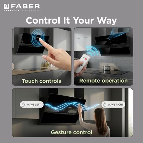 Image of Faber Bolt 90cm 1800m /hr BLDC Chimney|Steam Clean T-Shape Silent Hood with Powerful Suction|Ideal for 4-6 Burners|Touch & Gesture Ctrl|12Yr Motor, 5Yr Product Warranty| Hood Bolt Max BLDC FLSWSCIN90