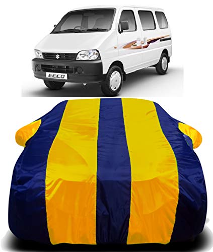 Image of Waterproof Car Cover with Ultra Surface Body Protection (Yellow Stripes) (Maruti Suzuki Eeco)