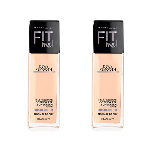 Maybelline Fit Me Dewy + Smooth Foundation, Classic Ivory, 2 Count (Packaging May Vary)