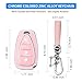 QBUC Key Fob Cover for Chevy, Car Key Fob Case with Keychain for Equinox 2018-2022 Sonic 2017-2020 Spark 2016-2022 Traverse Trailblazer Trax Accessories Protector (Pink)