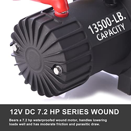 Rock-Hulk 13500 lb Waterproof Synthetic Rope Winch Load Capacity Electric Winch Kit,Winch with Wireless Handheld Remotes and Wired Handle. - Image 6