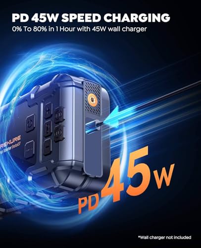 TREKURE 10-in-1 8000A Car Battery Jump Starter with Air Compressor 160PSI PD45W Charging Portable Jump Starter Jump Box (All Gas/12L Diesel), Battery Charger Jump Starter with Jump Cables, Gloves - Image 5