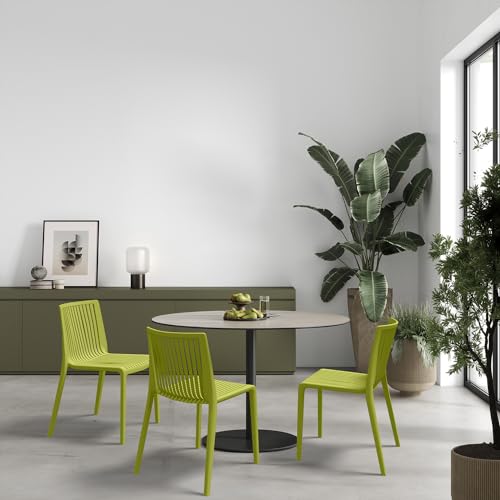 WRGHOME Livorno Modern Stacking Plástico/Resina Pátio Cadeira Lateral de Jantar Interior/Exterior, P