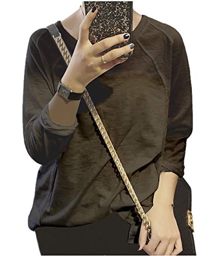 [エムエルーセ] トップス Tシャツ 長袖 カットソー ヘムラウンド ネック 切り替え 肌触りの良い トレーニングウエア シャツ ジムウェア ジム ウェア オーバーサイズ カジュアル 無地 黒 春夏 春用 春物 長袖tシャツ ロング 寝巻き 部屋着 暖かい ロング丈 長め 韓国 お洒落 フィットネスウェア フード無し ロングスリーブ ロングtシャツ ロンt tシャツ ブラック MRB15-BKXL