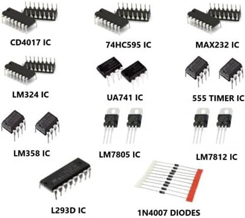 DENGINEERS IC BOX (7805IC,L293DIC,LM324IC,LM358IC,7812IC,4017IC,SN74HC595IC,555TIMER,UA741IC,MAX232IC) GENUINE MOST COMMONLY USED IC'S COMBO FOR COLLEGE PROJECTS,DIY MODELS,ARDUINO