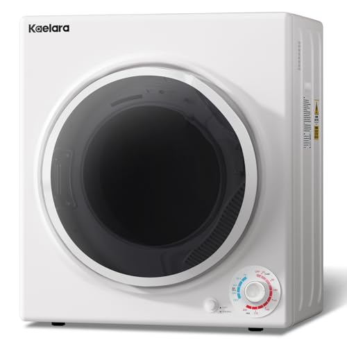 Kaelara Portable Dryer, 3.5 Cu.ft Portable Dryers for Laundry with Stianless Steel Tub, 1500W Clothes Dryer Machine for Home, Apartment, 4 Dring Mode, Auto-shutt off, White