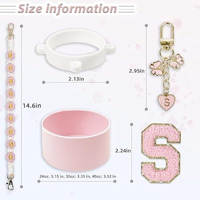 SITKOL Silicone Boot Cute Monogram Set Compatible with Owala Water Bottle 24 oz, 32 oz, 40 oz - Perfect Letter Owala Accessories for Owala Tumbler, Owala Free Sip, Pink Owala, Black Owala