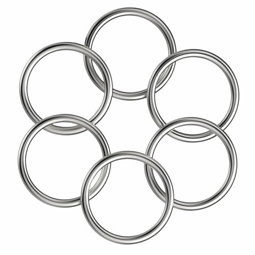6pcs 2 inch Metal O Rings, Stainless Steel Round Ring Buckles, Solid Welded Metal Ring for Dog Collars, Macrame, Hanging Strap Slings
