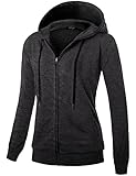 GIVON Womens Comfortable Long Sleeve Lightweight Zip-up Hoodie with Kanga Pocket(XS~4XL), Dcf230-charcoal, 3X-Large