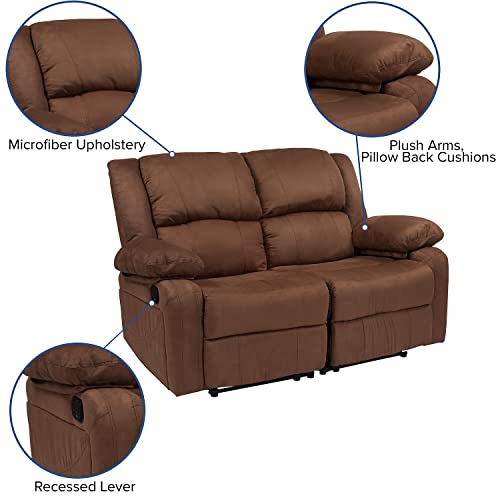 Flash Furniture Harmony Series Chocolate Brown Microfiber Loveseat With Two Built-In Recliners #TOP6