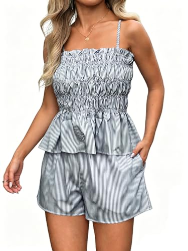 Ensemble femme 2 pièces été chic pour vos journées décontractées en short à rayures