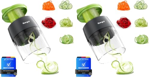 Ibergrif M522 Espiralizador de Verduras Cortador de Verduras 4 en 1 (Paquete de 2)