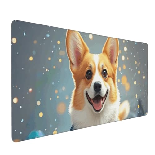 Tapis de souris Corgi 90x40 cm pour protéger votre table et stabiliser le clavier