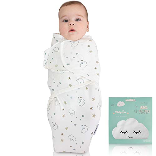 Newborn Swaddle Blanket, Sleep on a Cloud Like an Angel, The, Premium Cotton, Adjustable Infant Swaddle Wrap Blanket, Lovely Unisex Design 0-3 Months