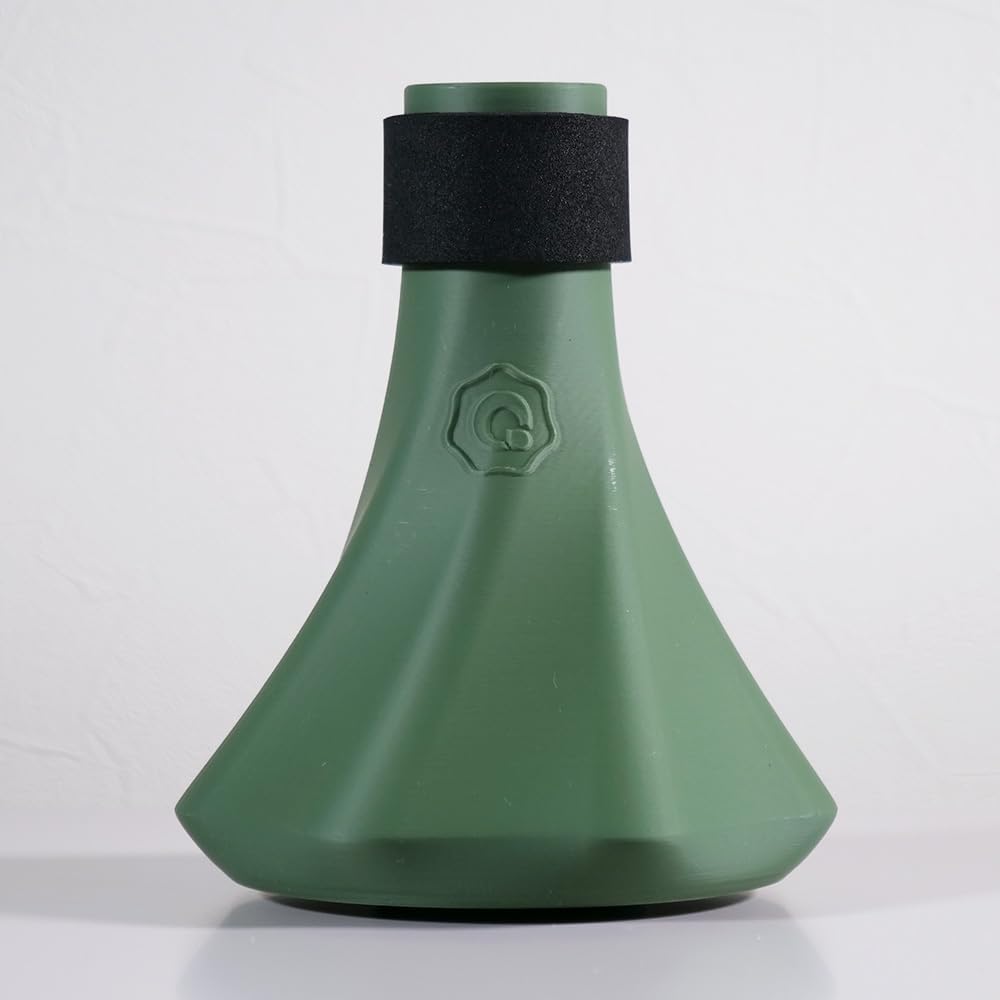 Bass Trombone Practice Mute – Ultra-Quiet, Lightweight 3-in-1 Capsule (Silencer, Blowing, Tone), Fits 9.5 inch bells – QooMute (Olive - Green)