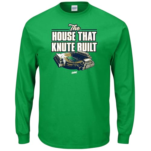 Smack Apparel The House that Knute Built T-Shirt for Notre Dame College Fans (SM-5XL) (Irish Green Long Sleeve, X-Large)