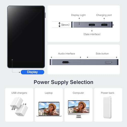 Image of Vlog Selfie Monitor Screen, Magnetic Phone Vlog Selfie Monitor Screen 4K 60fps Bluetooth Remote, Back Camera Monitor for Vlog Live Stream TikTok, Compatible with iPhone & Android - Dark Blue