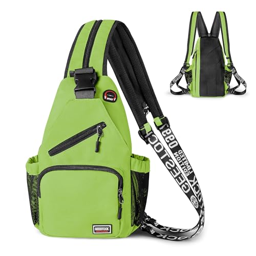 Image of Geestock Convertible Sling Bag for Women Men, Lightweight Crossbody Backpack Daypack Chest Bag Fit 10.9 inch Tablet for Travel, Sport, Hiking & Commute, Green, 8.27inx3.94inx13.39in