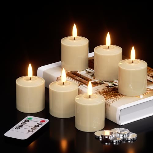 Kunswenn 02030041 Waterproof Led Votive Candles Flickering With Timer Remote, 6Pcs Flameless Candles Battery Operated Pillar Candlesticks For Living Room Decor cover