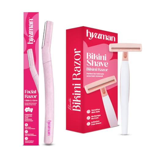 Image of Hyuman Face Razor + Bikini Razor Combo for Women | Gentle & Smooth Shaving Kit (Set of 2)