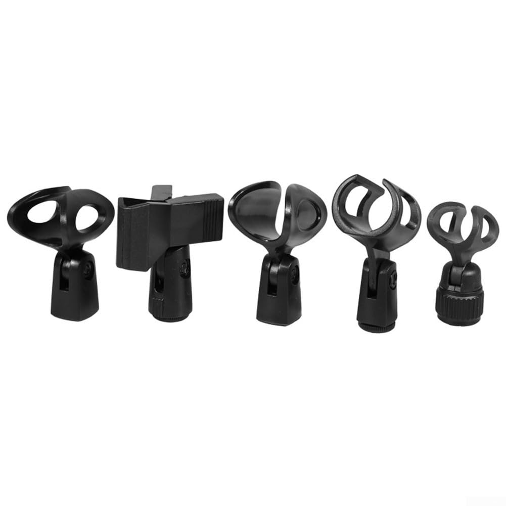 Microphone Clip with Adapter, Plastic Clamp For Handheld Mic Mount Holder Stand, 5/8in to 3/8in Adapter(B)