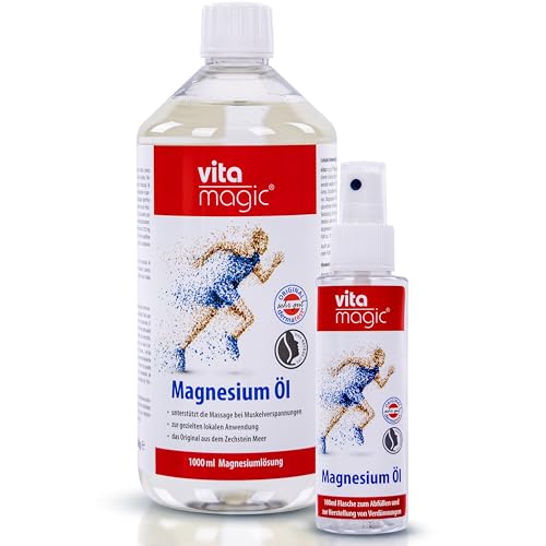 Water & Salt 1l Magnesiumöl Zechstein Magnesiumspray mit Nachfüllflasche [DERMATOLOGISCH GETESTET] Magnesium Öl Magnesiumspray - Zertifiziertes Naturprodukt - Magnesium Oil frei von Zusatzstoffen