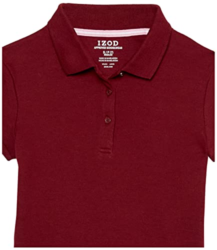 IZOD girls School Uniform Short Sleeve Interlock Polo Shirt, Burgundy, 12 14 US